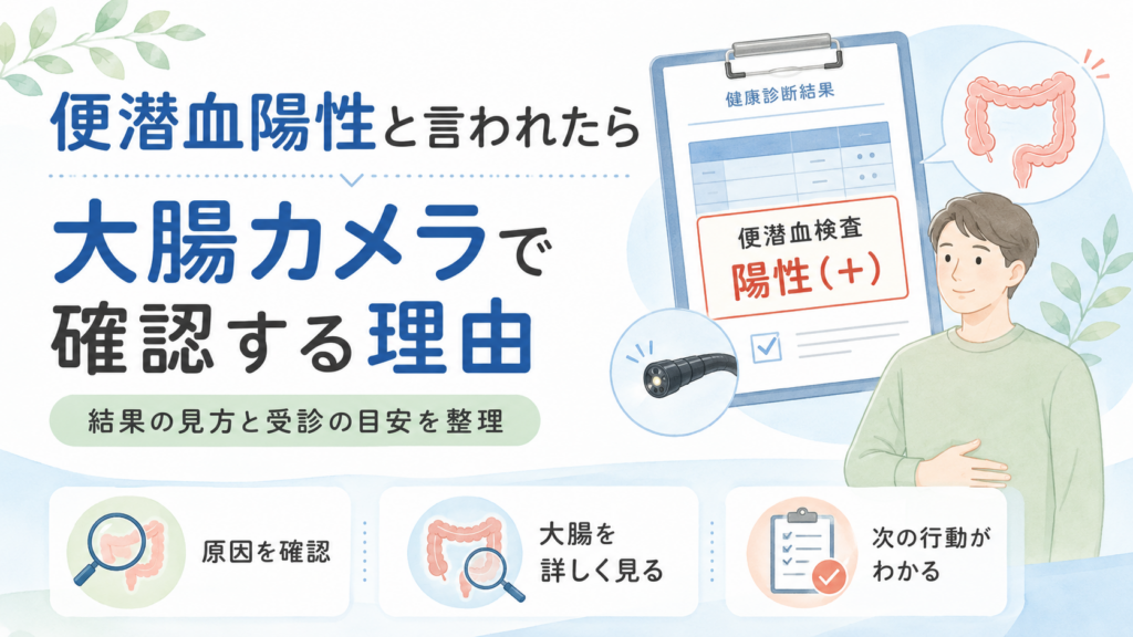 便潜血陽性と言われたときに大腸カメラで確認する理由を示したイラスト